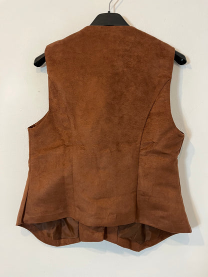 IMAN. Chaleco antelina marrón T.s