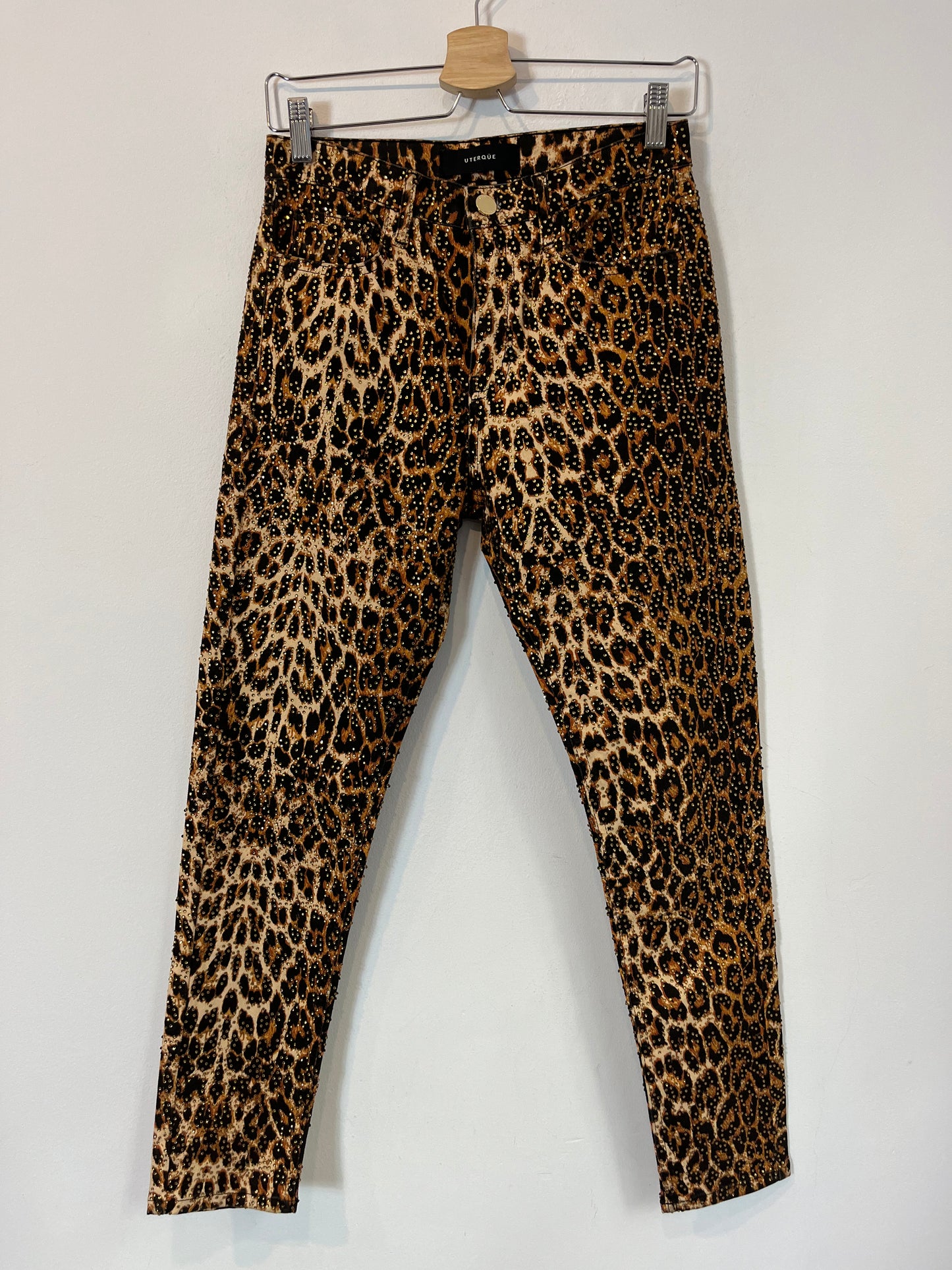 UTERQÜE. Denim animal print pedrería. T 36