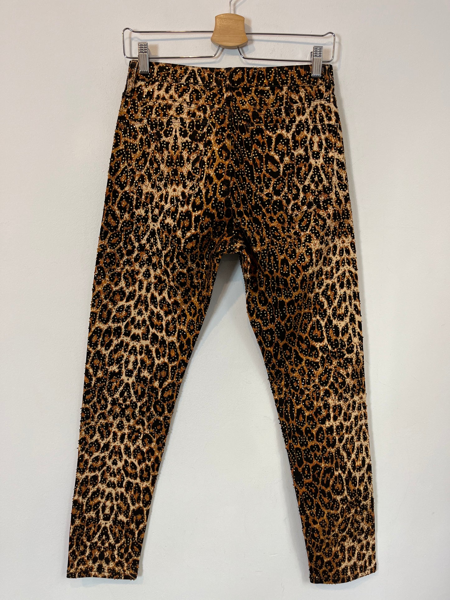 UTERQÜE. Denim animal print pedrería. T 36