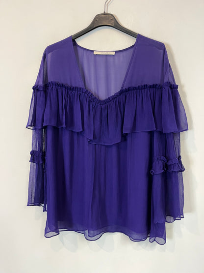 UTERQÜE. Blusa morada gasa. T M