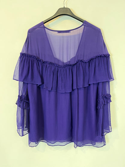 UTERQÜE. Blusa morada gasa. T M