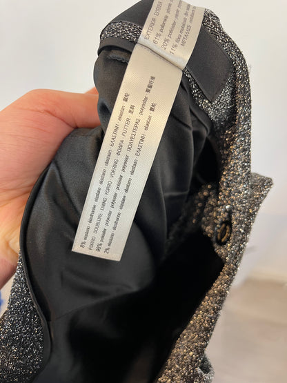 UTERQÜE. Pantalón gris plateado. T M