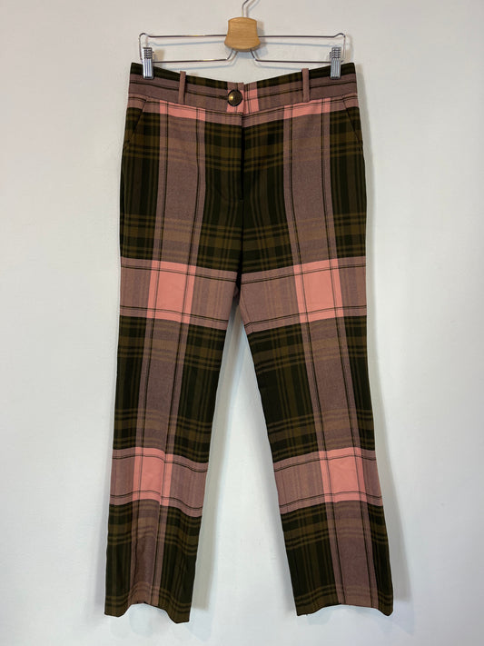 UTERQÜE. Pantalón cuadros textura. T L