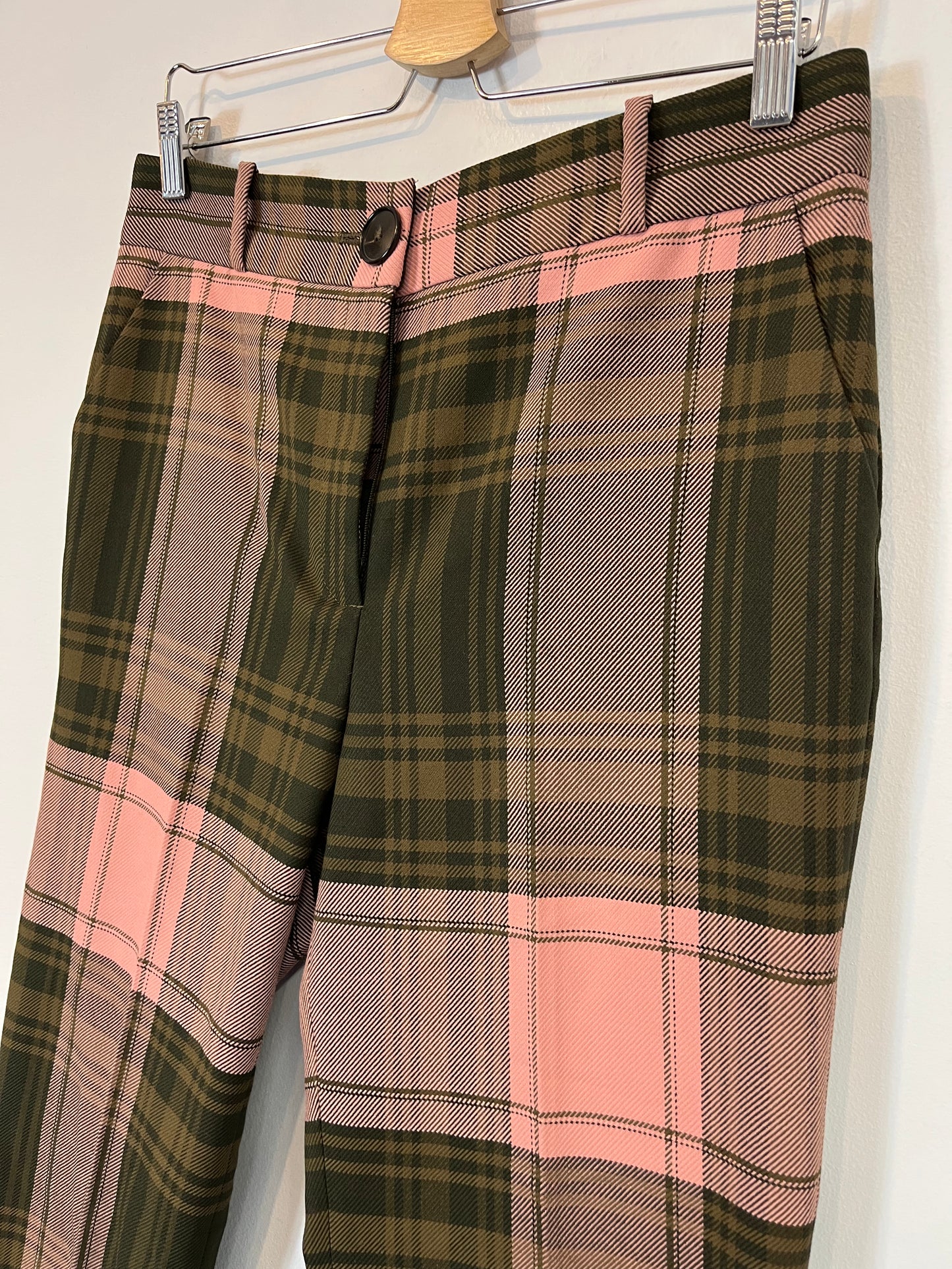 UTERQÜE. Pantalón cuadros textura. T L