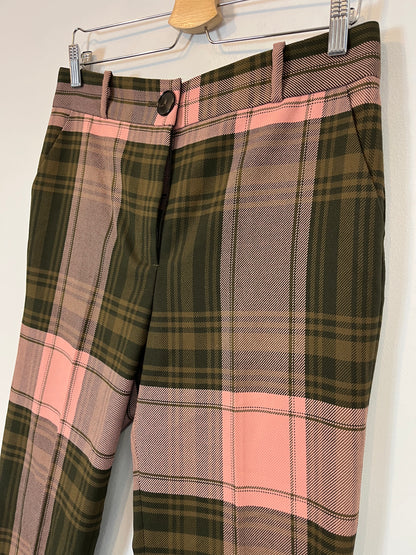 UTERQÜE. Pantalón cuadros textura. T L