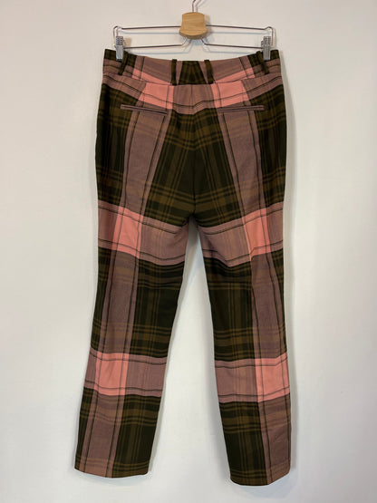 UTERQÜE. Pantalón cuadros textura. T L