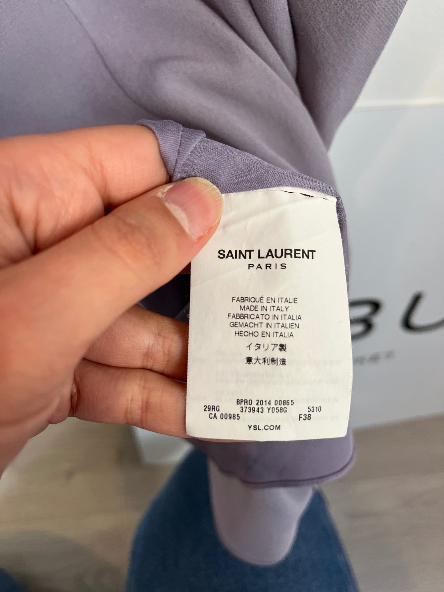 SAINT LAURENT. Mauve silk dress. T.S.