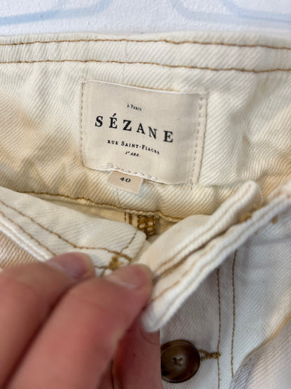 SÉZANE. Pantalón beige cinturón. T 40