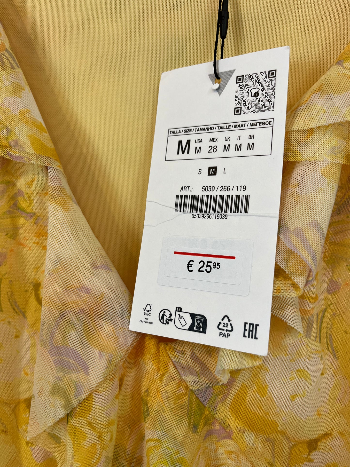 ZARA. Vestido amarillo tull T.m