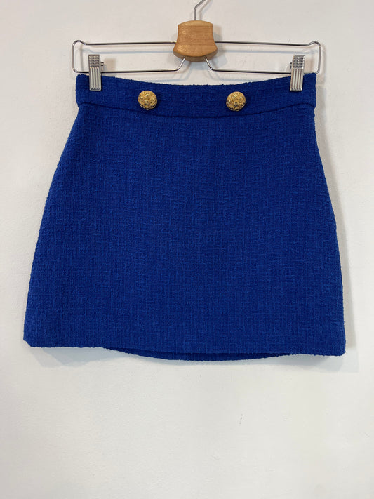 ZARA. falda azul tweed T.s