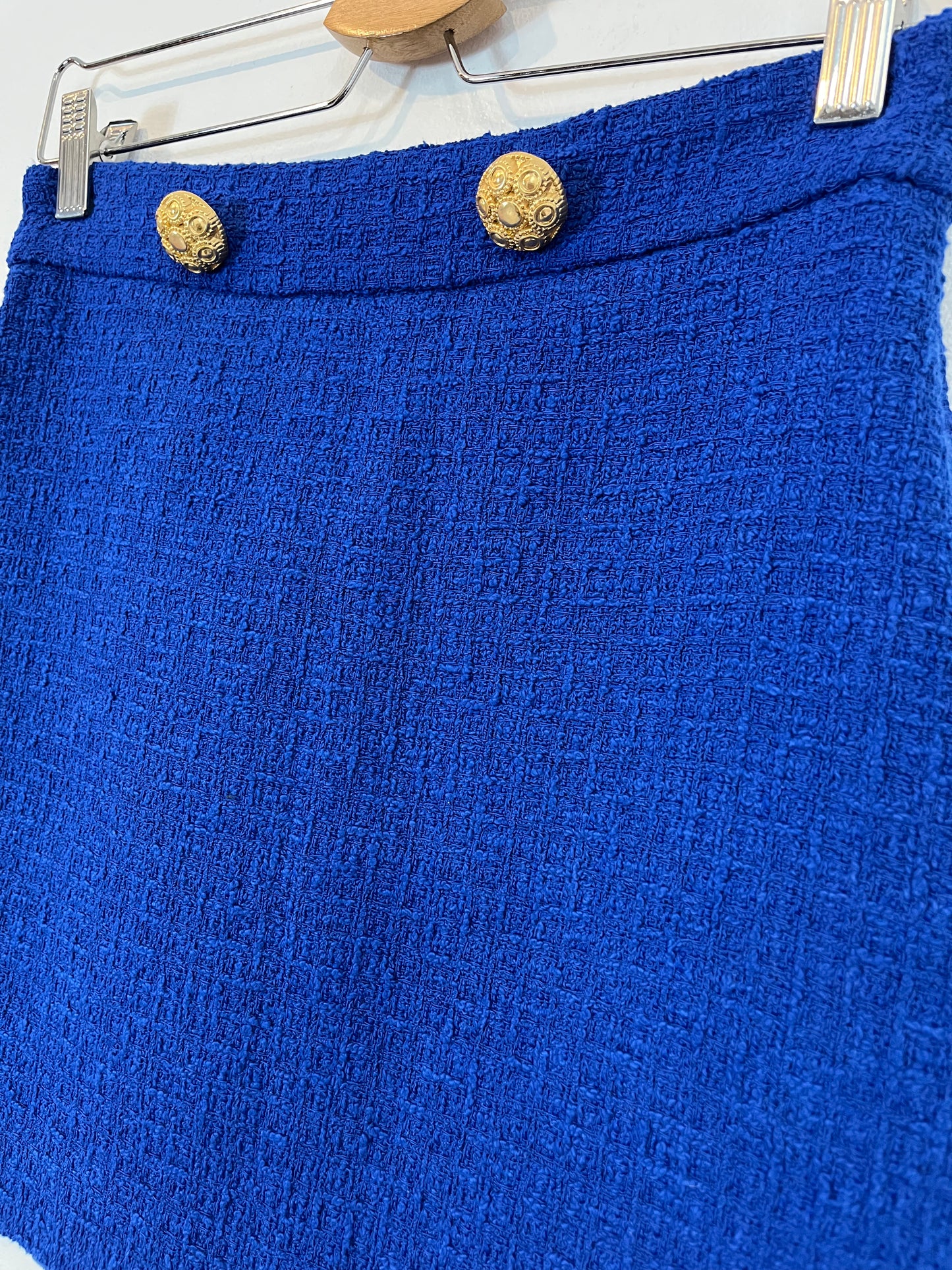 ZARA. falda azul tweed T.s