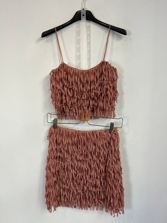 ZARA. Conjunto flecos rosa T.s