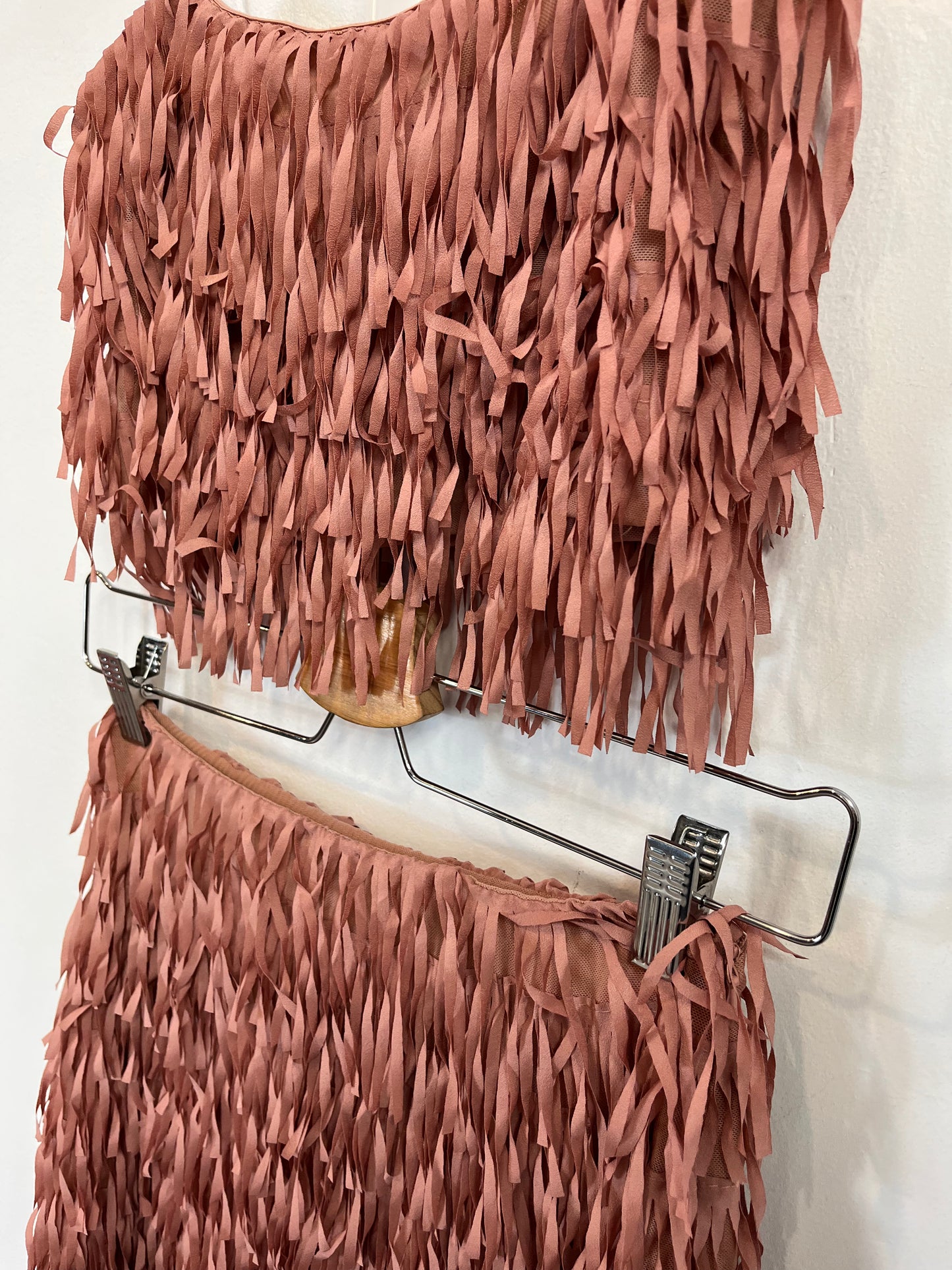 ZARA. Pink Ts fringe set