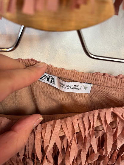 ZARA. Pink Ts fringe set