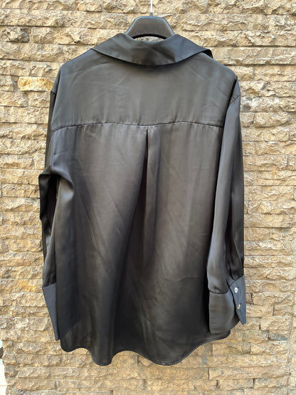 ZARA. Black satin blouse T.xs