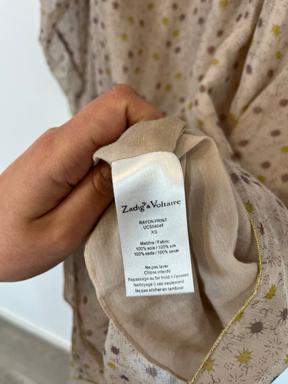 ZADIG & VOLTAIRE.  Vestido corto seda malva tonos malva. T XS