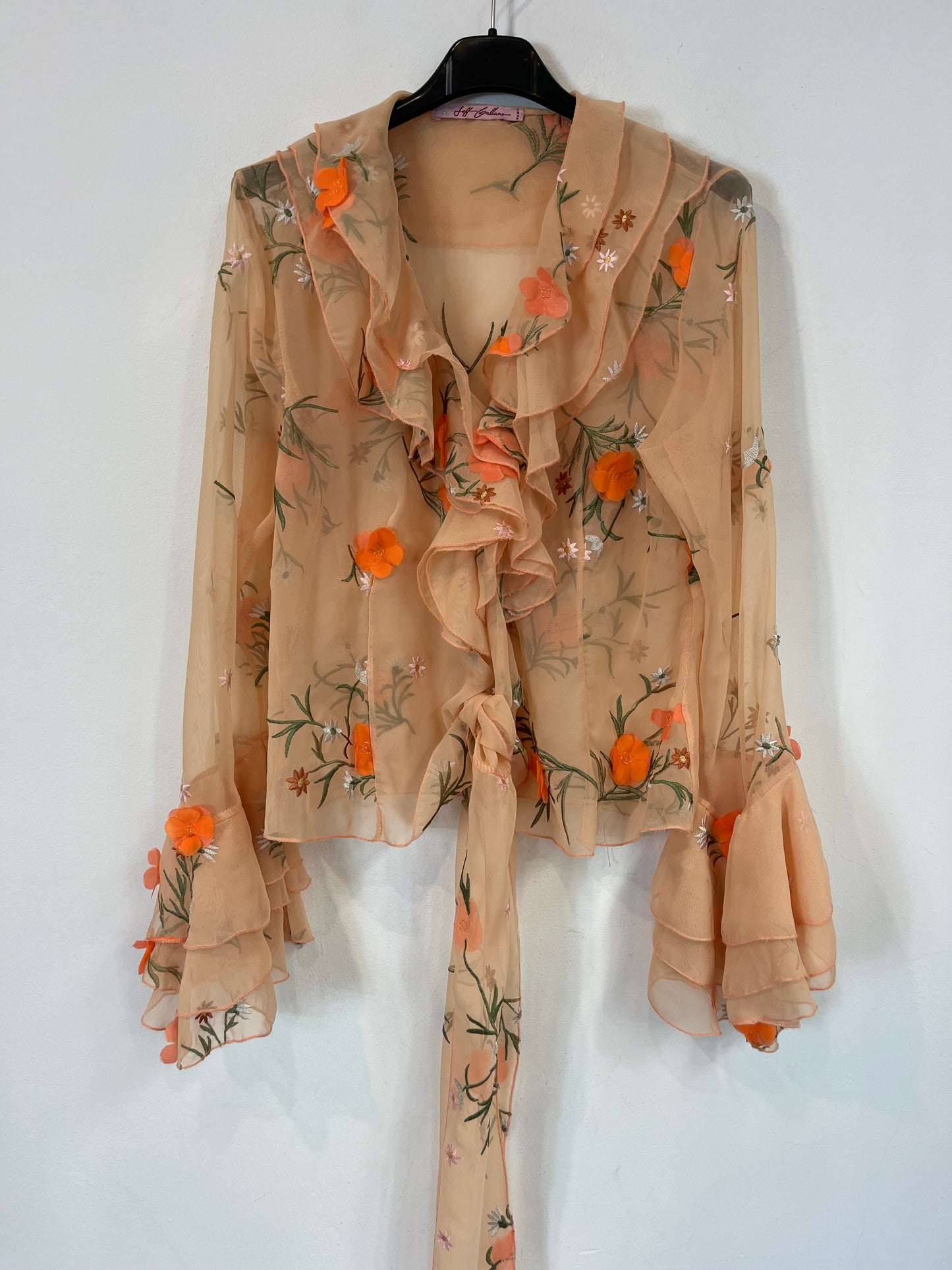 JEFF GALLANO. Embroidered wrap top.. TM