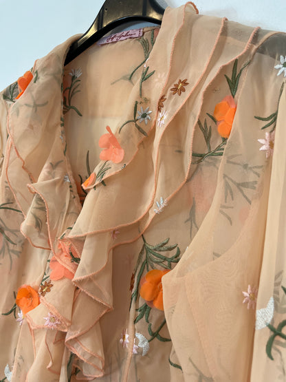 JEFF GALLANO. Embroidered wrap top.. TM