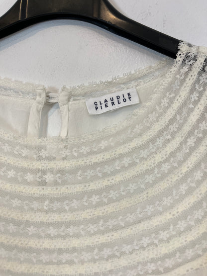 CLAUDIE PIERLOT. White lace blouse. T.S.