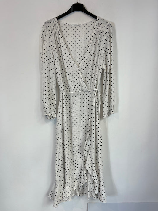 MANGO. Vestido blanco lunares. T L
