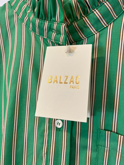 BALZAC PARIS. Green striped jumpsuit, size 38