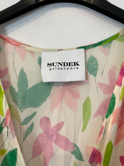 SUNDEK GOLDENWAVE. Vestido largo seda estampado. T XS