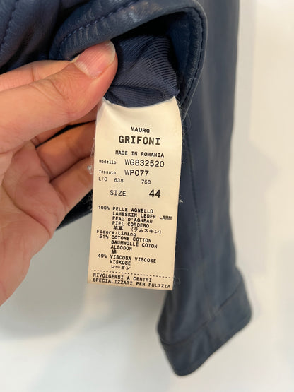 MAURO GRIFONI. Cazadora piel azul. T S/M
