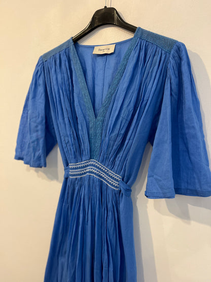 BERENICE. Vestido algodón azul aberturas. T 34