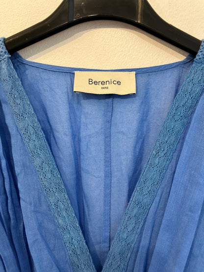 BERENICE. Vestido algodón azul aberturas. T 34