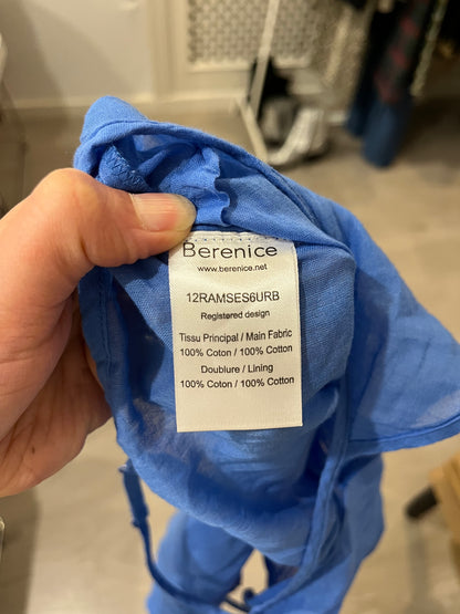 BERENICE. Vestido algodón azul aberturas. T 34