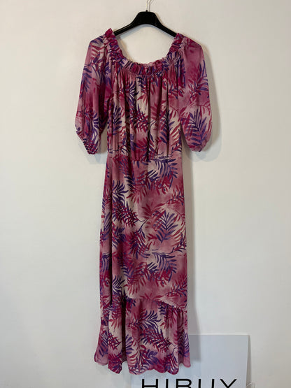 PANIAGUA. Vestido largo estampado hojas. T 1 ( S )