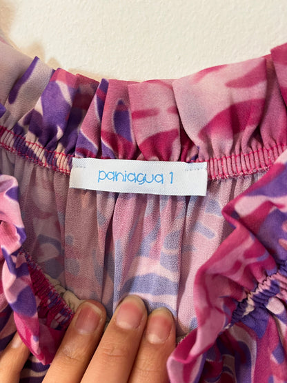 PANIAGUA. Vestido largo estampado hojas. T 1 ( S )