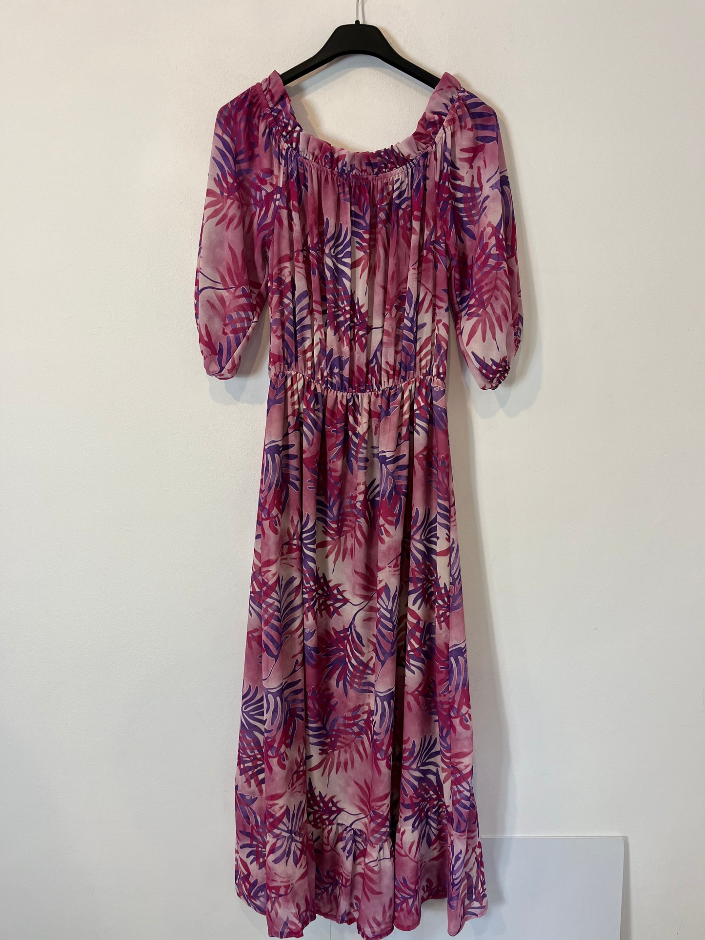 PANIAGUA. Vestido largo estampado hojas. T 1 ( S )