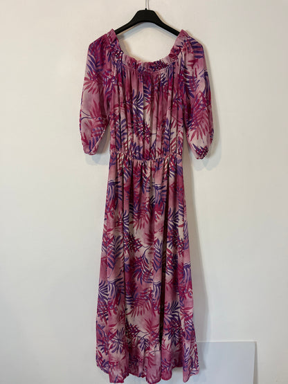 PANIAGUA. Vestido largo estampado hojas. T 1 ( S )