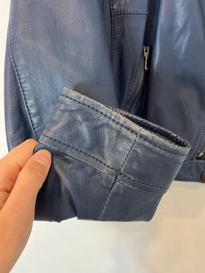 MAURO GRIFONI. Cazadora piel azul. T S/M