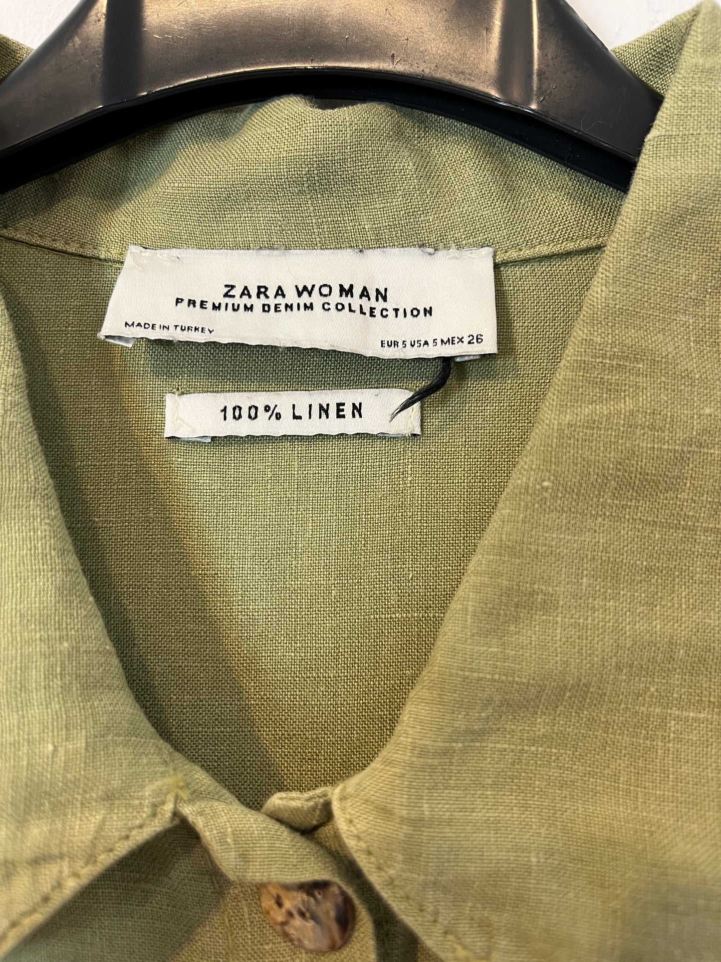 ZARA. Vestido largo abotonado lino. T S