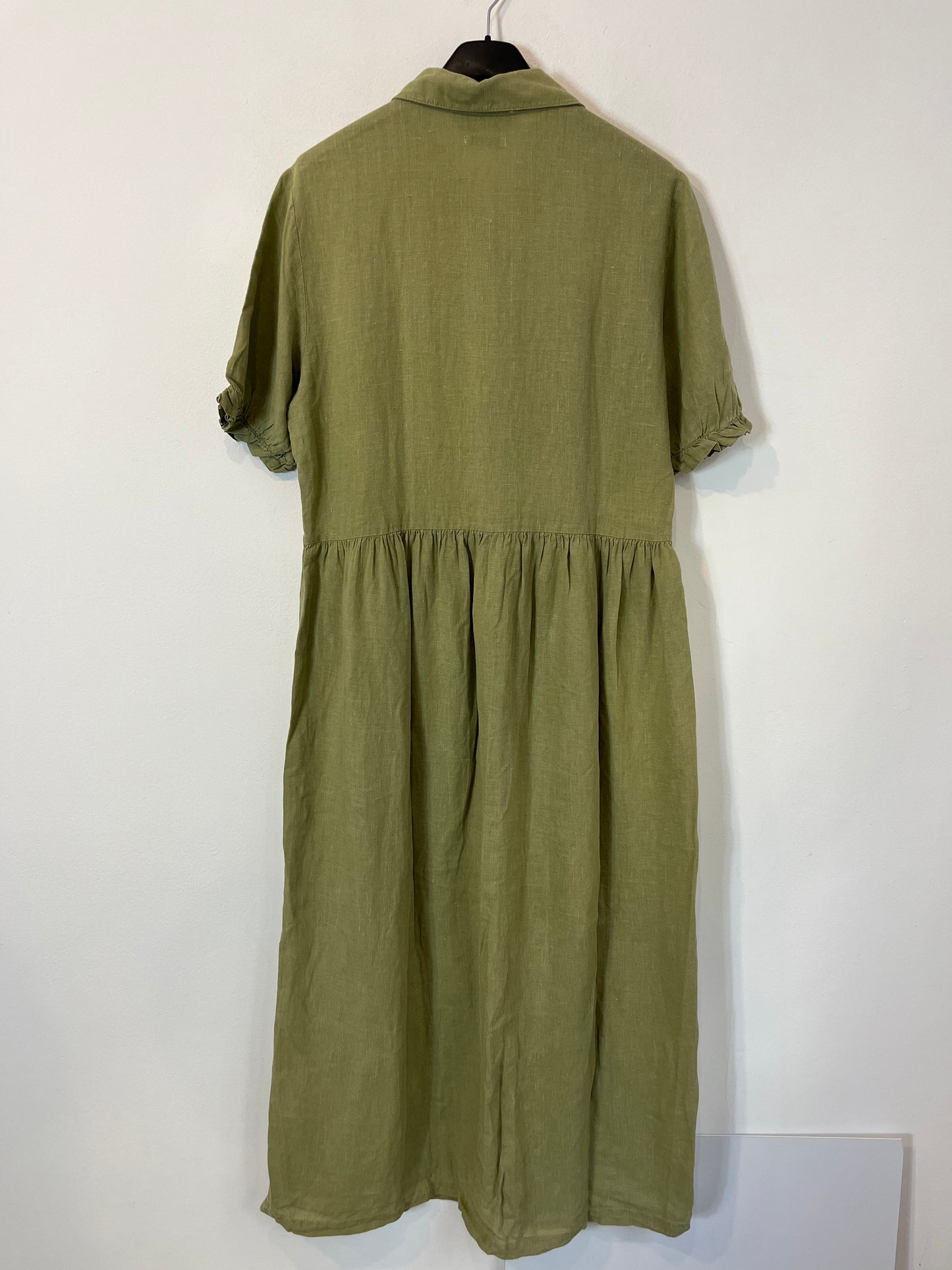ZARA. Vestido largo abotonado lino. T S