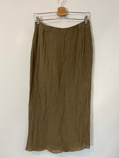 MASSIMO DUTTI. Falda midi lino cruzada. T S