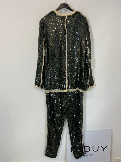 ZARA. Total look lentejuelas verde oliva. T S