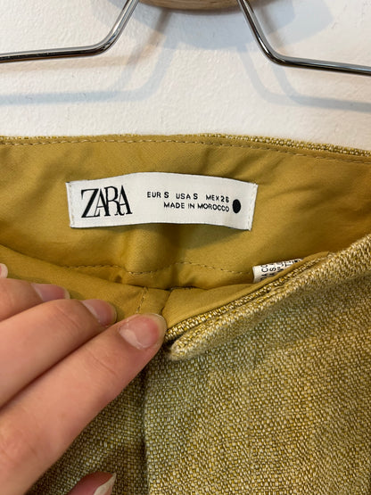 ZARA. Pantalón lino jaspeado. T S
