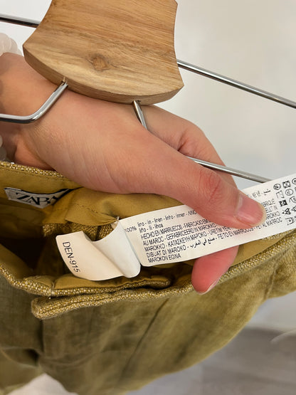 ZARA. Pantalón lino jaspeado. T S