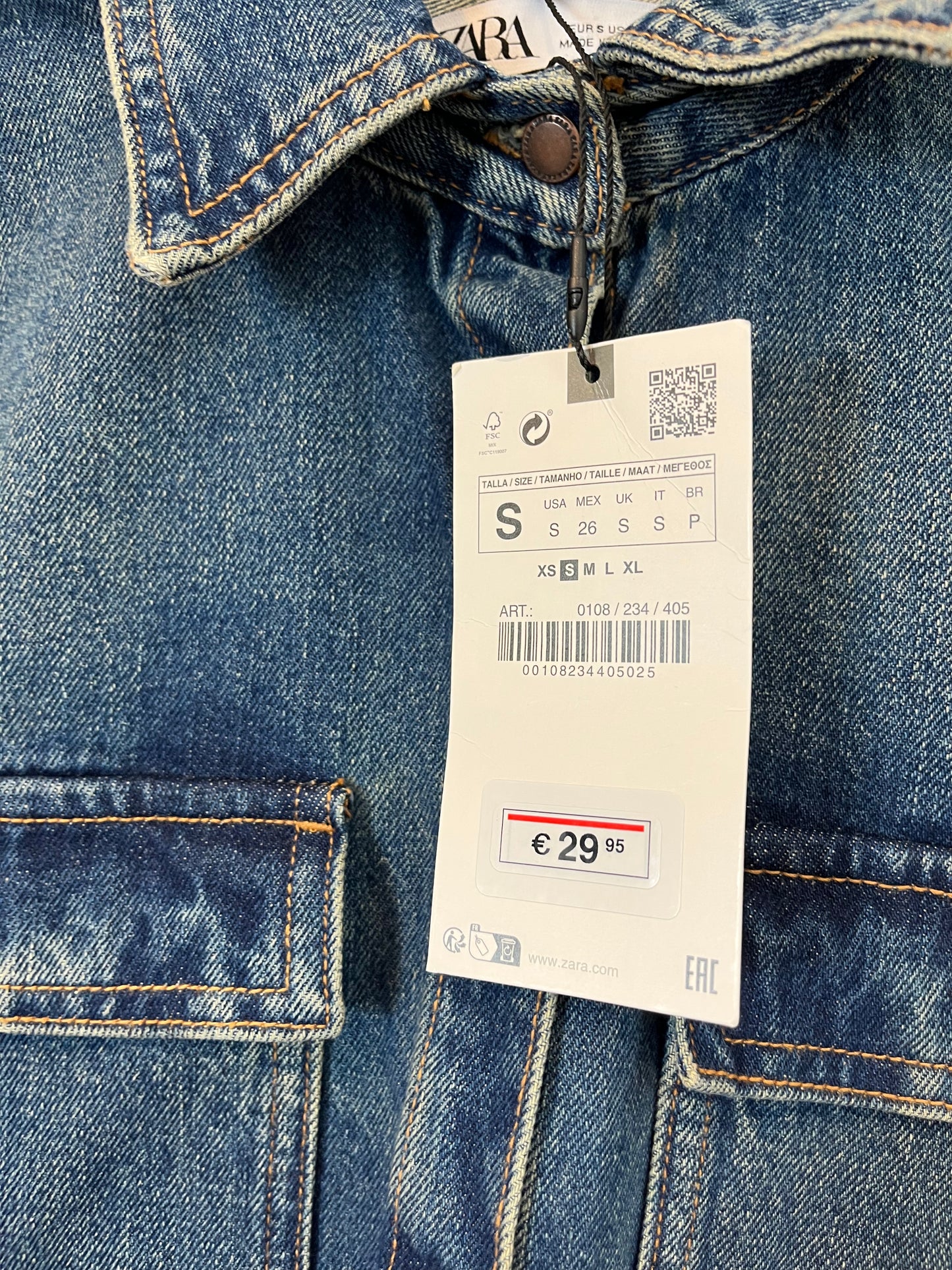 ZARA. Sobrecamisa denim bolsillos. T S