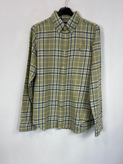 RALPH LAUREN. Camisa cuadros tonos verdes. T M