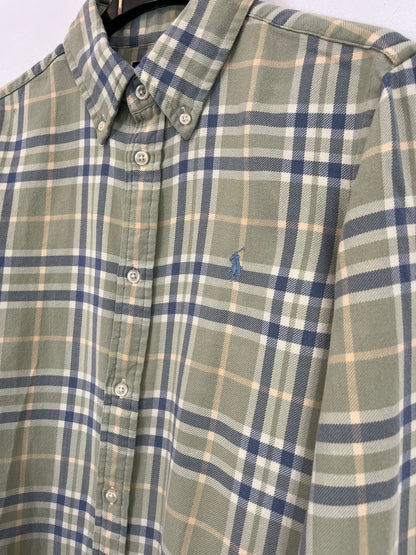 RALPH LAUREN. Camisa cuadros tonos verdes. T M