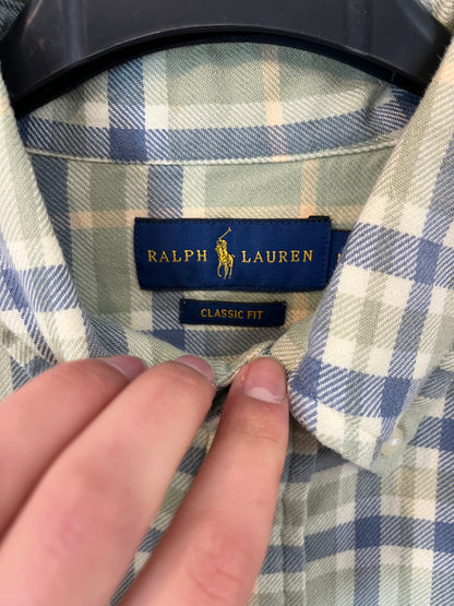 RALPH LAUREN. Camisa cuadros tonos verdes. T M