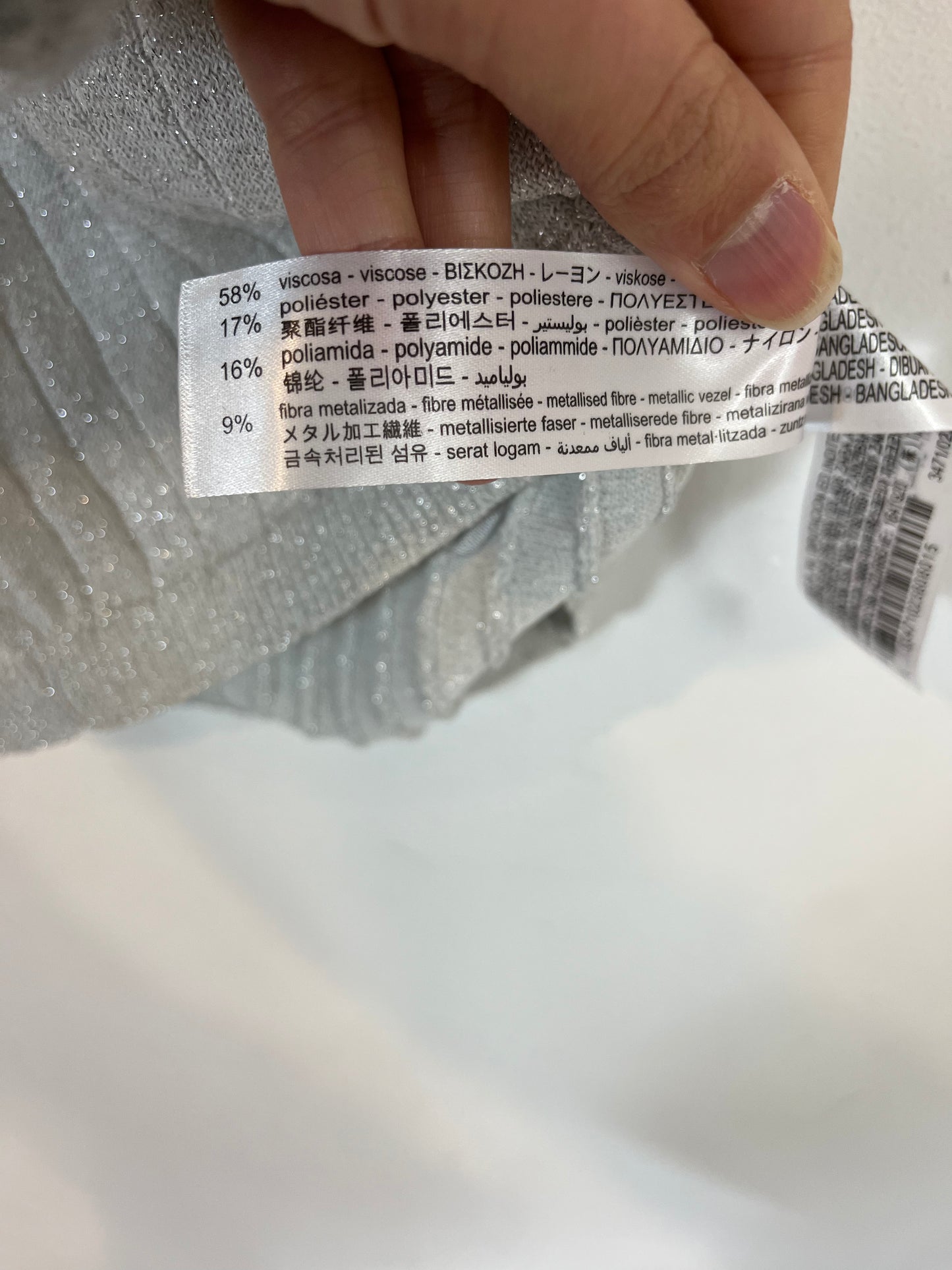 ZARA. Top canalé plateado  T.xs