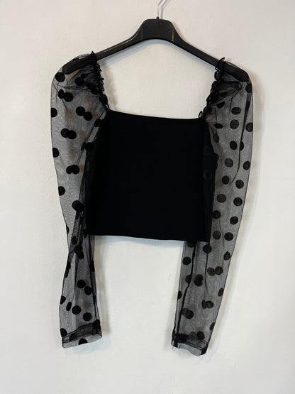 ZARA. Top negro mangas plumeti  T.S