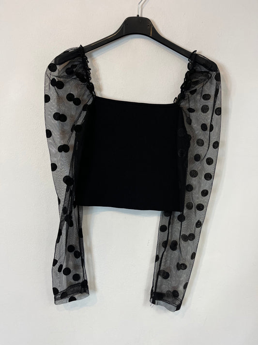 ZARA. Top negro mangas plumeti  T.S