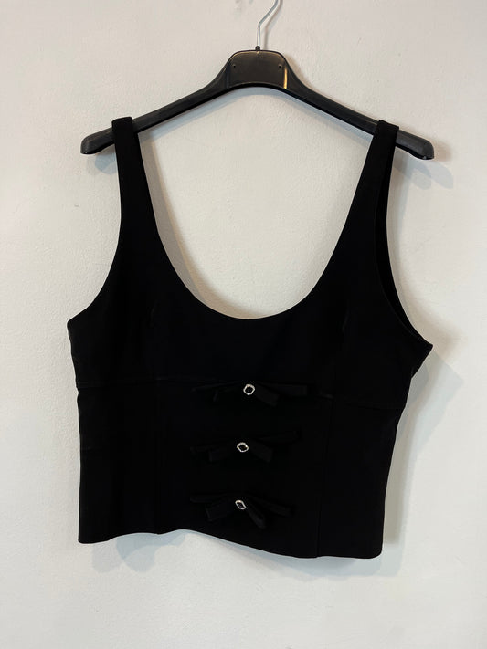 ZARA. Top negro lazos y botones T.m