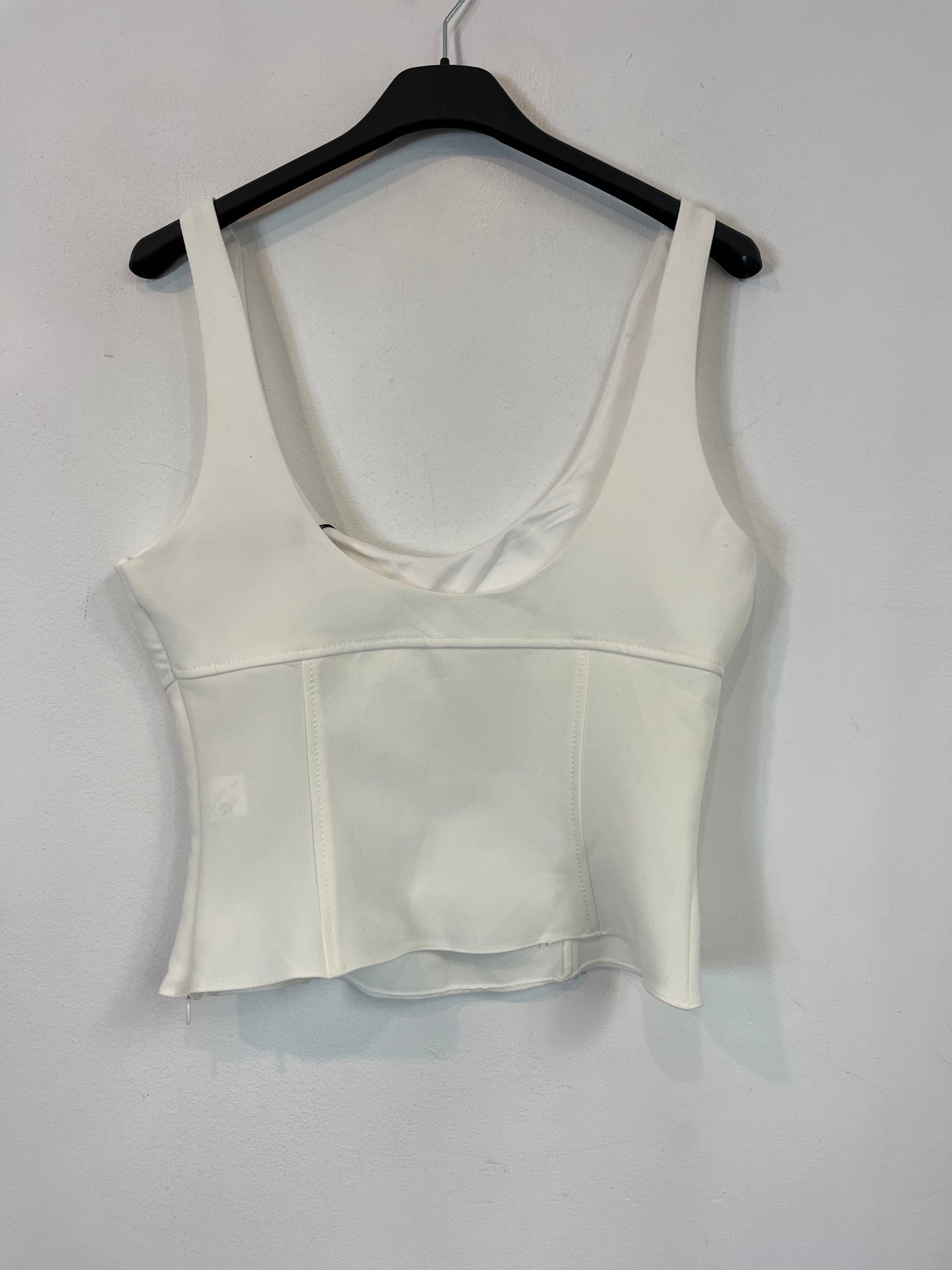 ZARA. Top blanco lazos. T.XS